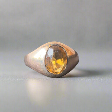 Antique Citrine Flush Mount Ring