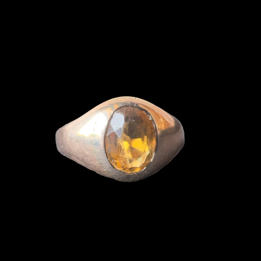 Antique Citrine Flush Mount Ring