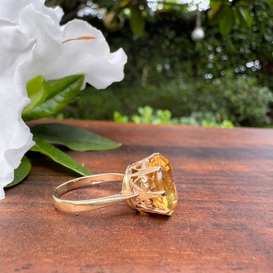 Antique Citrine Sweetheart Ring