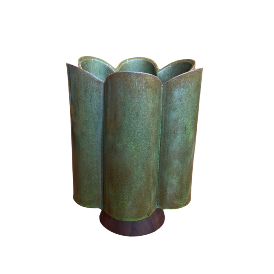 BZippy Tall Scallop Vase analine green