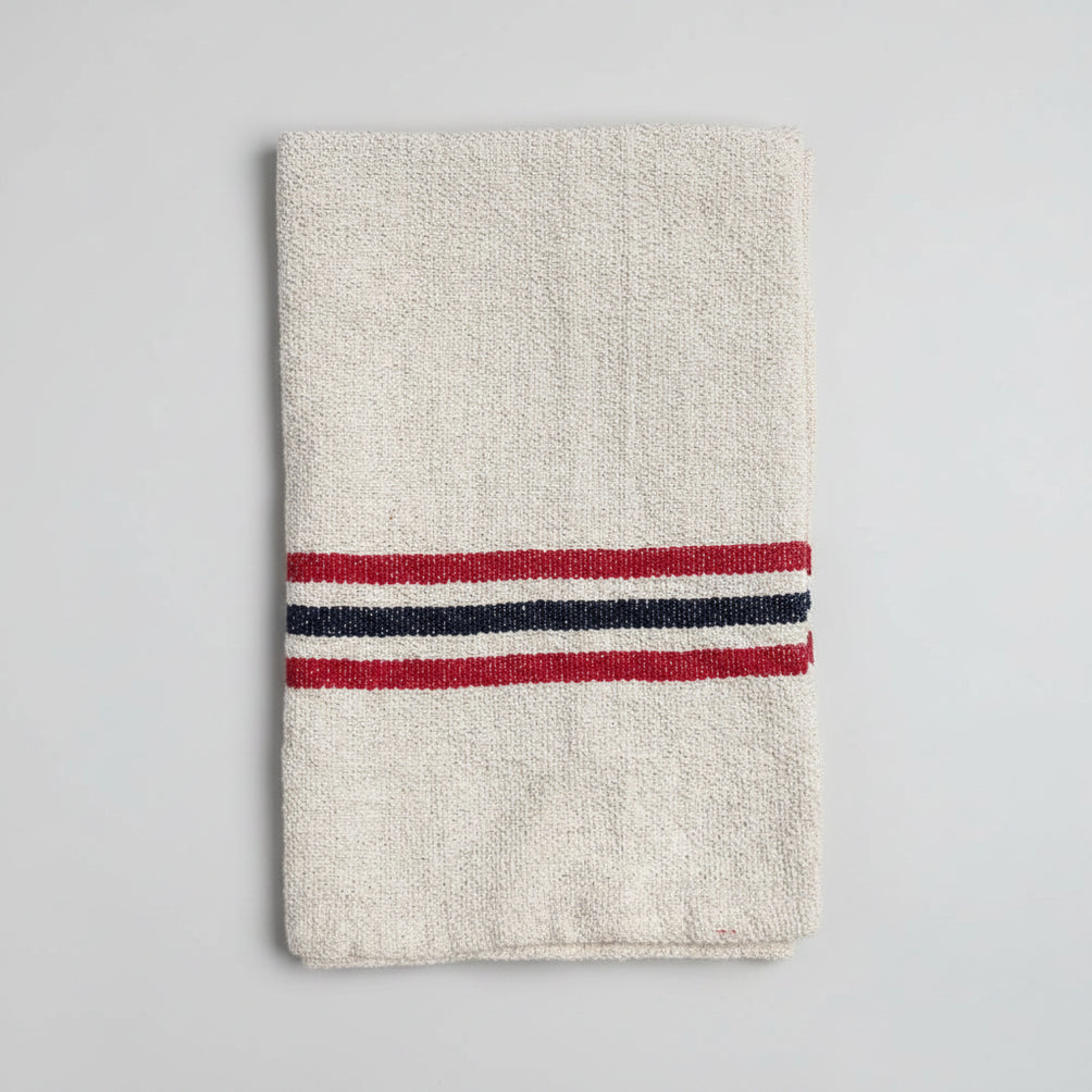 Bamboo Towel with Blue and Red Stripes