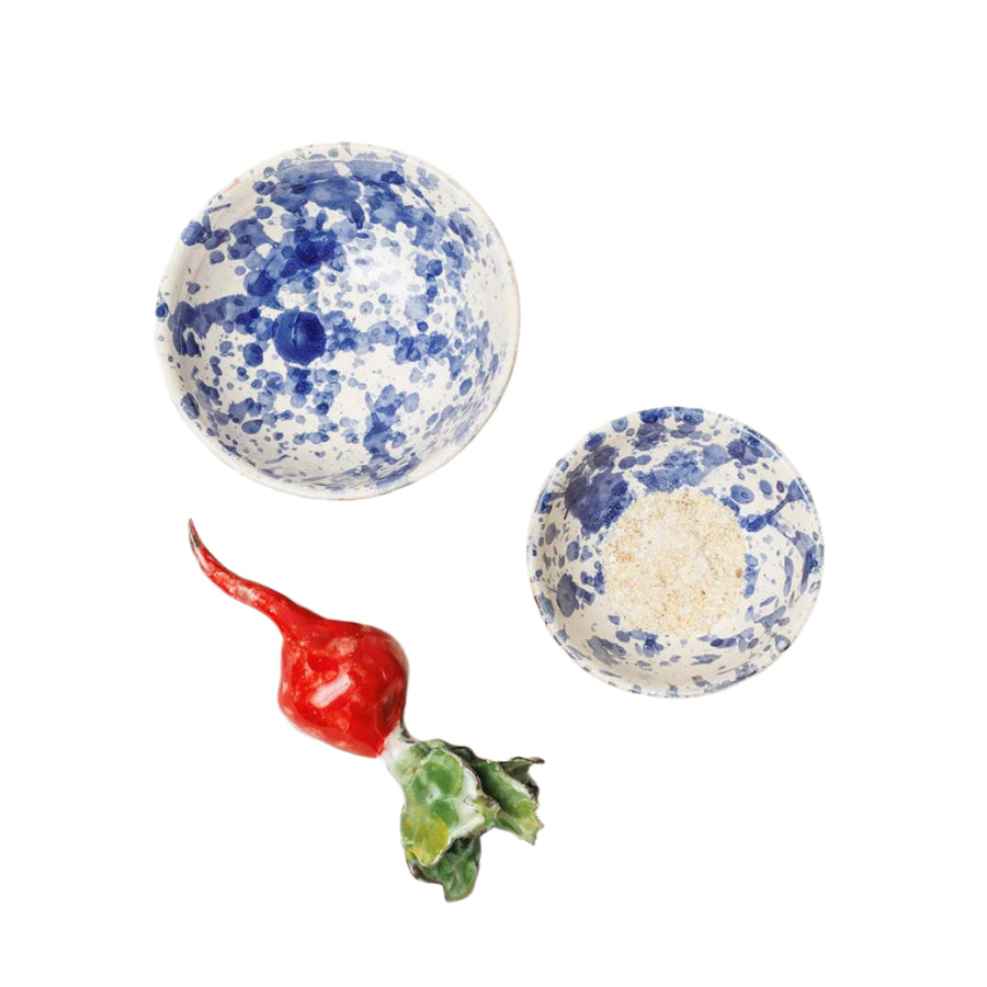 Blue Splatterware Oil & Salt Dish Set