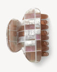 Brown Shell Checker Mini Hair Claw