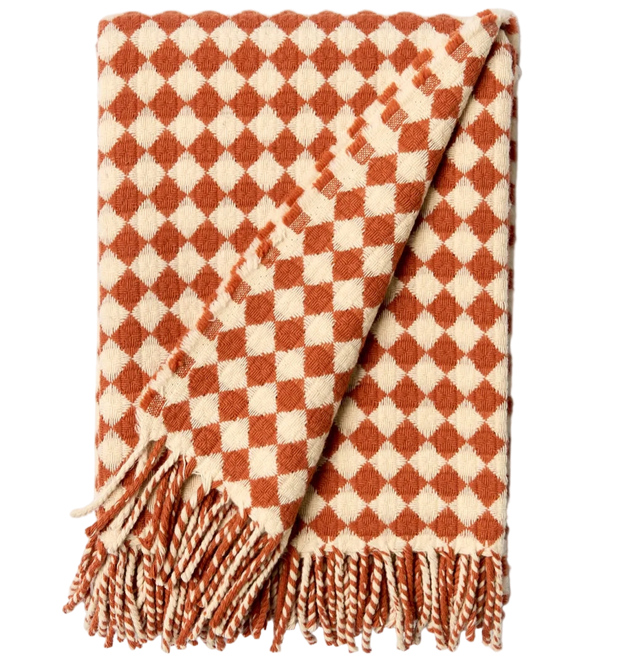 Merino Wool Blanket in Terracotta