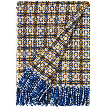 Merino Wool Blanket in Blue & Yellow