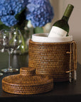Burma Rattan Ice Box & Tongs