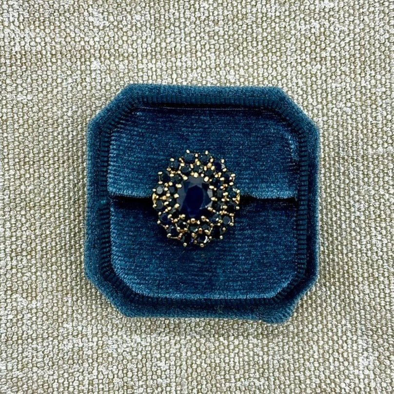 Vintage Sapphire Double Halo Ring