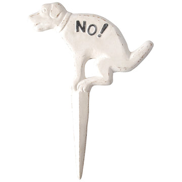 Cast Iron "No Pooping" Yard Sign in White