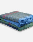 Colorblock Mohair Throw Blanket in Moss