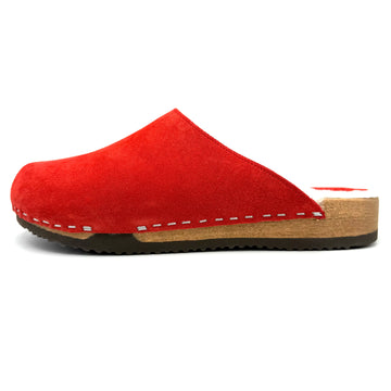 Ella Suede Clogs in Red