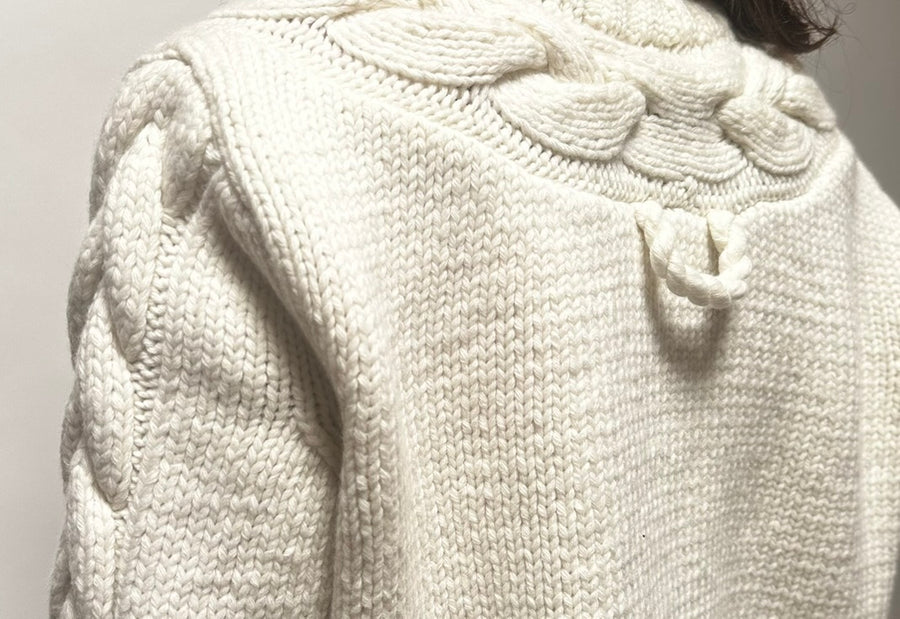 Cable Sweater in Ivory/Carbon