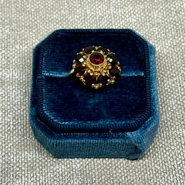 Vintage Red Garnet Flower Ring