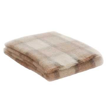 Mohair Throw Blanket in Fawn Plaid