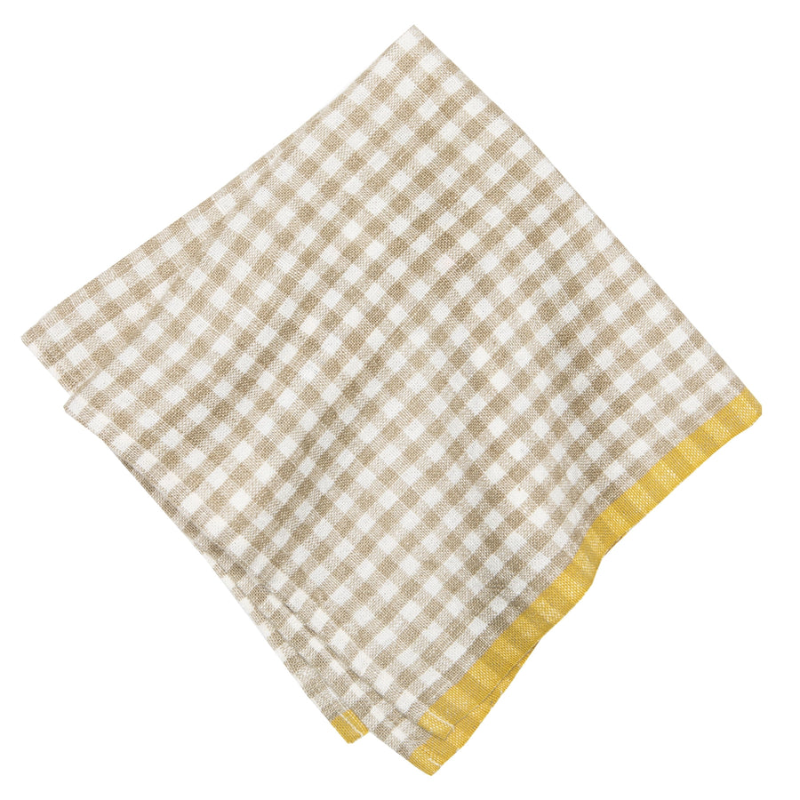 Gingham Napkins in Natural & Dijon Set of 4