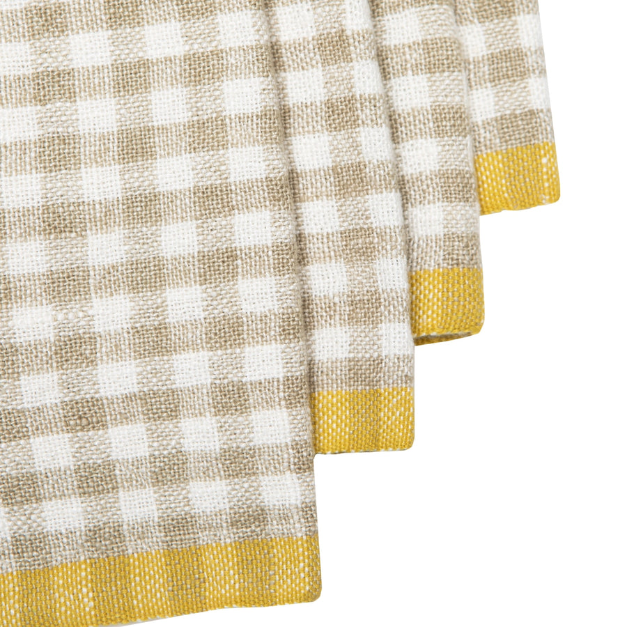Gingham Napkins in Natural & Dijon Set of 4
