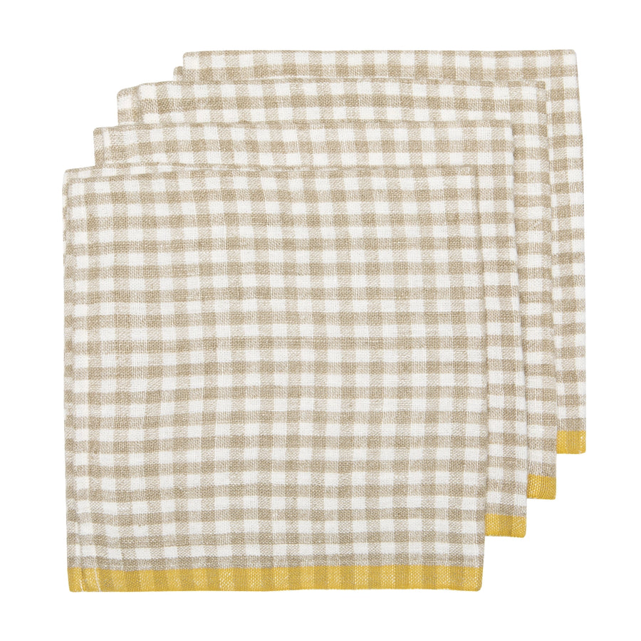 Gingham Napkins in Natural & Dijon Set of 4