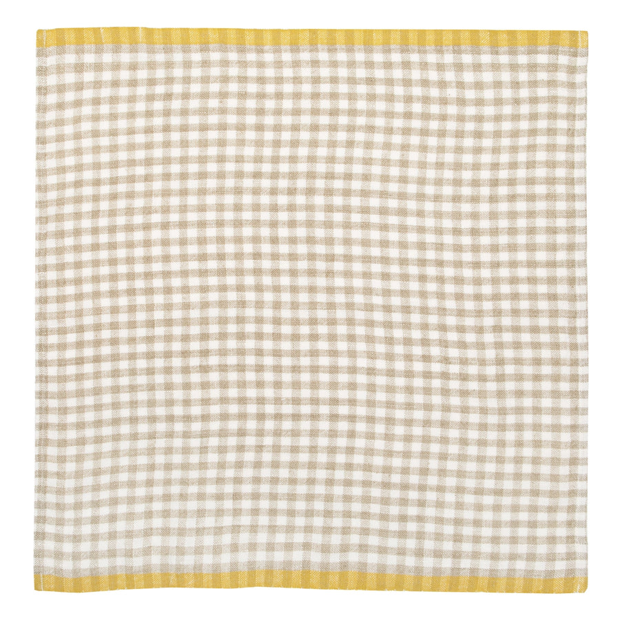 Gingham Napkins in Natural & Dijon Set of 4