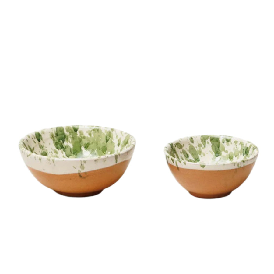 Green Splatterware Oil & Salt Dish Set