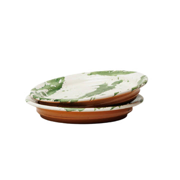 Green Splatterware Side Plates Set of 4