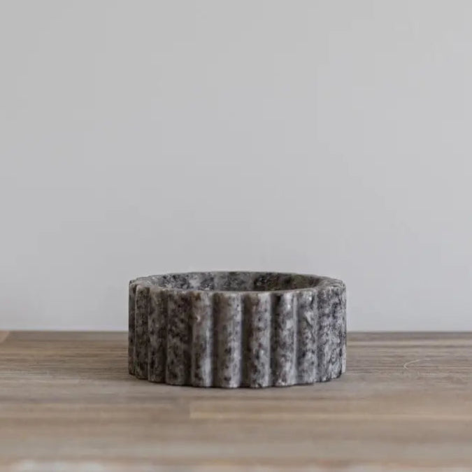 Grey Marble Fluted Soap Dish