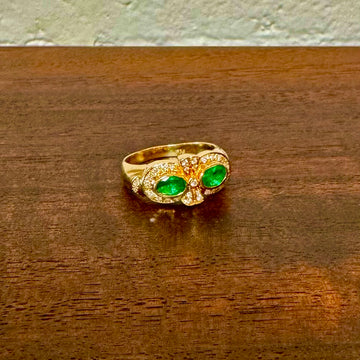 Vintage Emerald and Old Cut Diamond Ring