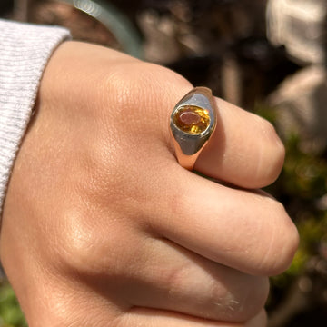 Antique Citrine Flush Mount Ring