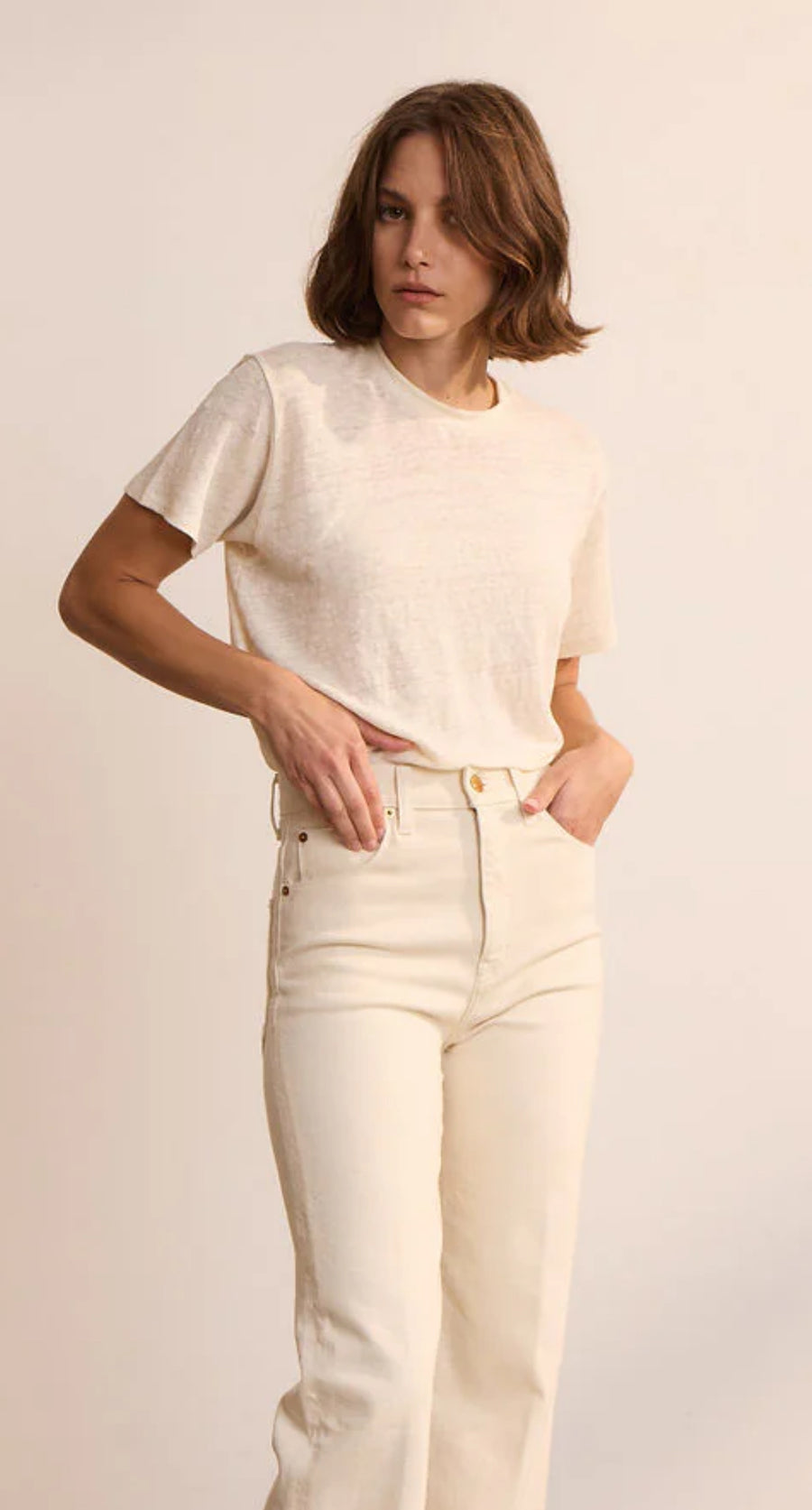 Jamie Haller Linen Chameleon Tee in Ecru