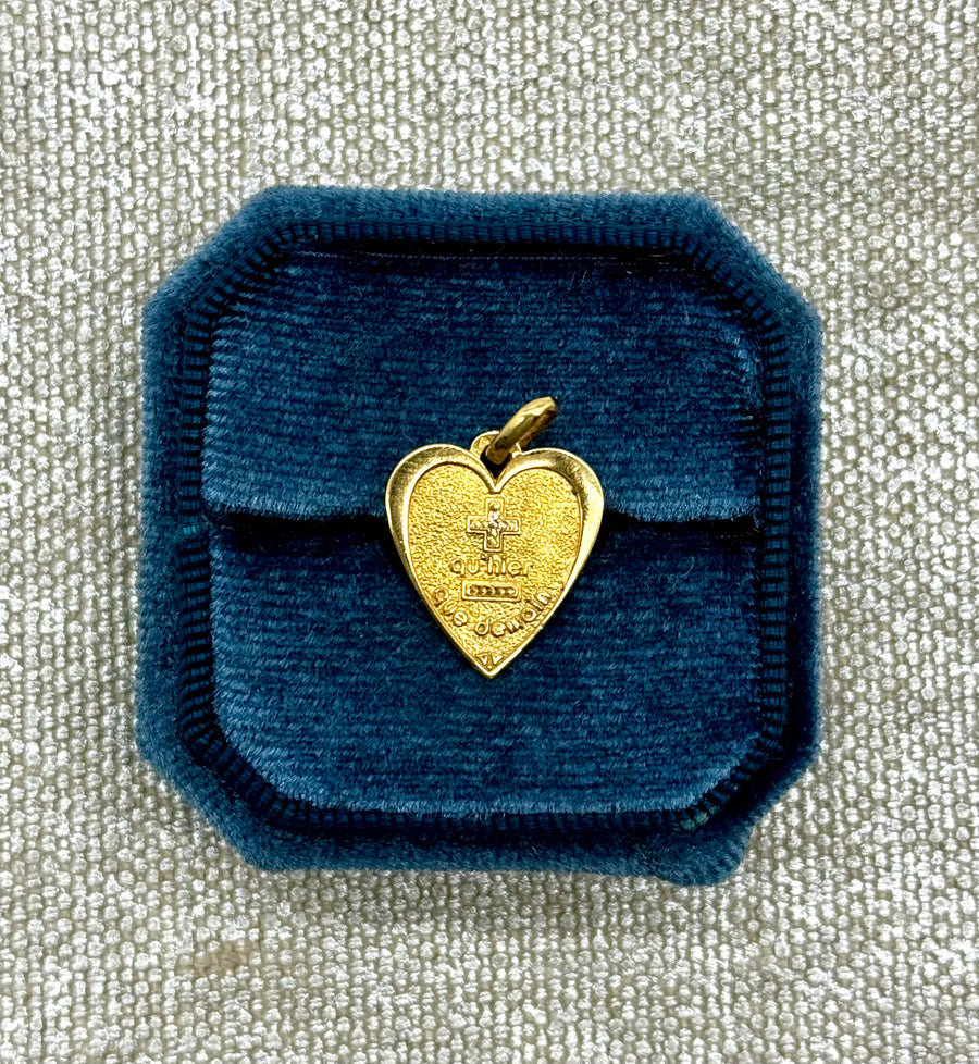 Vintage A. Augis "More than Yesterday, Less than Tomorrow" Heart Charm