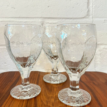 Vintage Faceted Wine Glasses, Set/9
