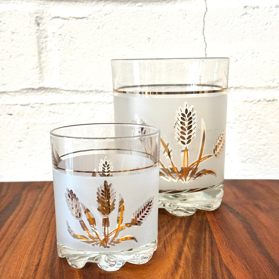 Vintage "Golden Wheat" Cocktail Glasses Set/7