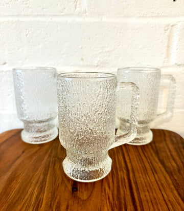 Vintage Cast Glass Beer Mugs Set/8
