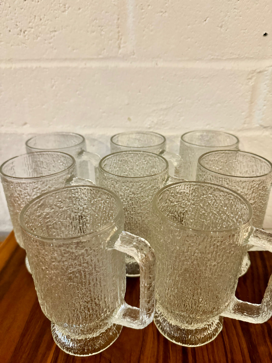 Vintage Cast Glass Beer Mugs Set/8