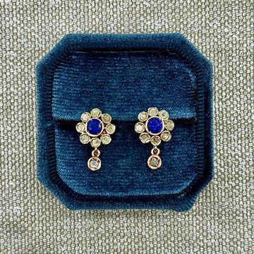 Vintage Sapphire + Diamond Earrings