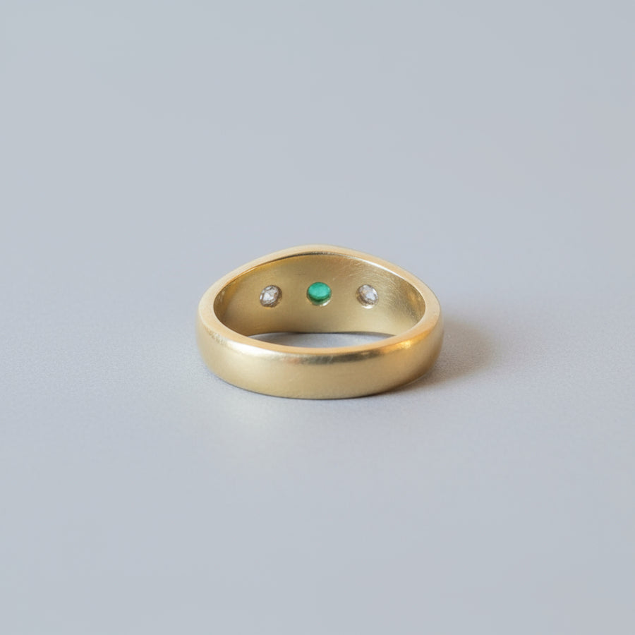 Vintage Emerald Cabochon and Diamond Ring