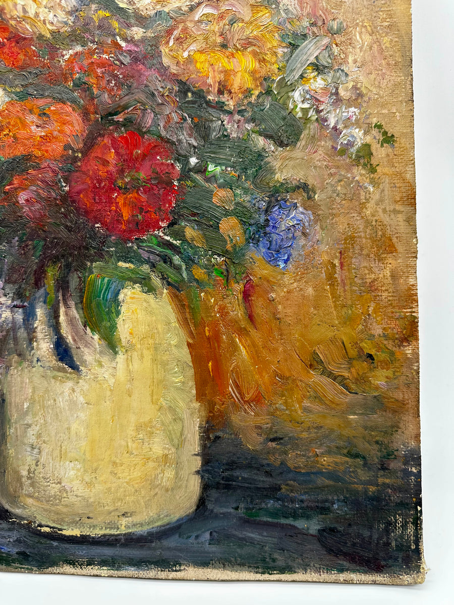 Vintage Bouquet in Ceramic Vase Oil Painting