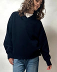 Balla Slouch V Neck Sweater in Navy