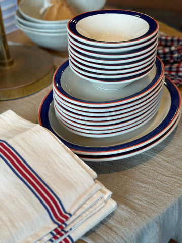 Bistro Red & Blue Plates, Set/18