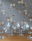 Vintage Leaf Etched Brandy Glasses, Set/4
