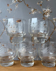 Vintage Etched Ship Cocktail Glasses, Set/5