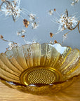 Vintage Amber Glass Flower Bowl