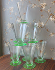 Vintage Green Swirl Cocktail Glasses, Set/9