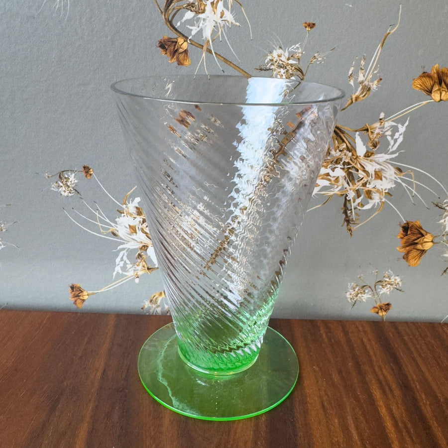 Vintage Green Swirl Cocktail Glasses, Set/9