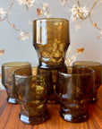 Vintage Amber Cocktail Glasses, Set/6