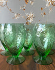 Vintage Emerald Green Petite Glasses, Set/5