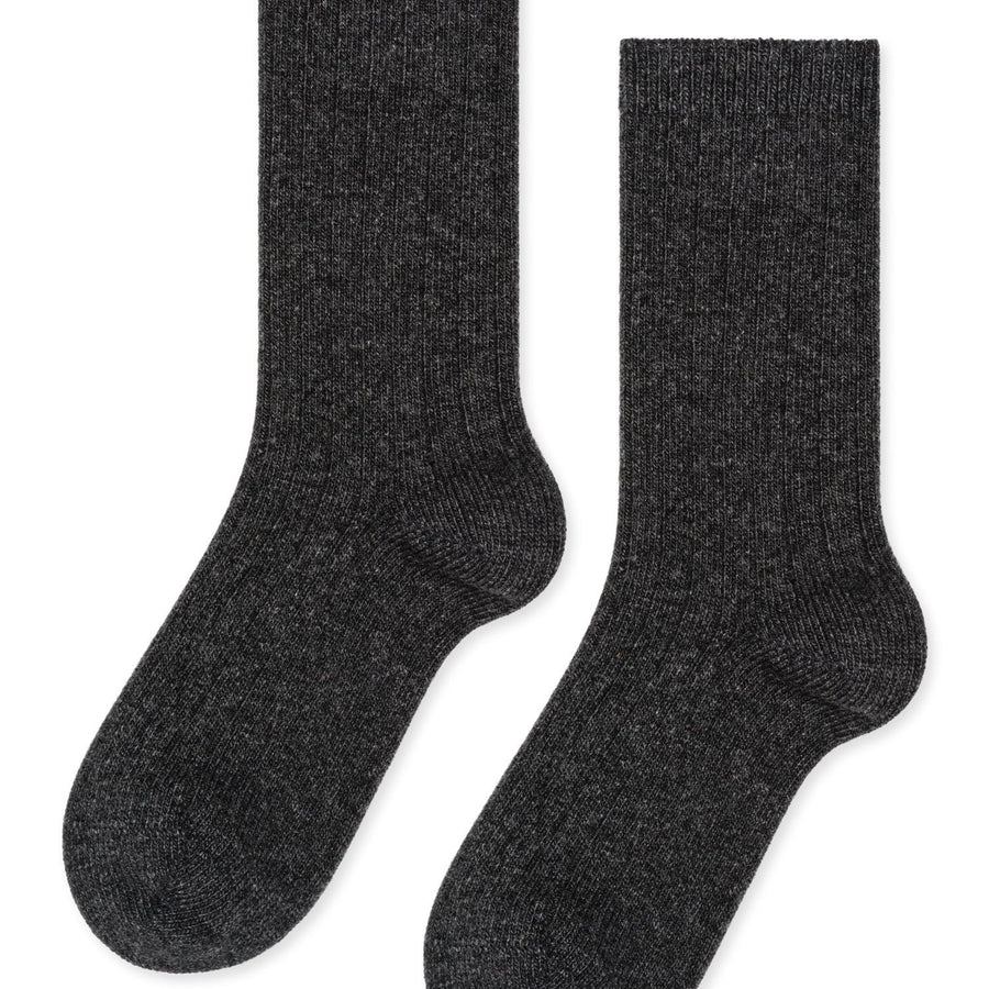 Italia Cashmere Cozy Rib Crew Socks Charcoal