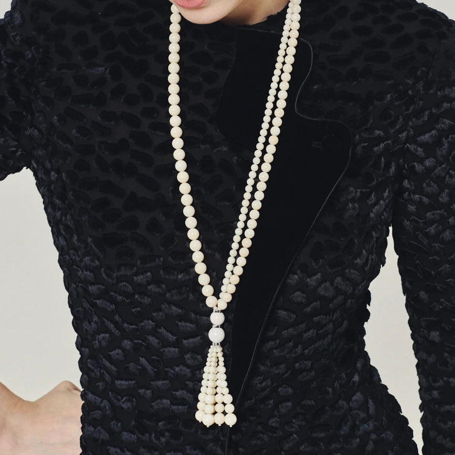 Ivory Stone Tassel Necklace