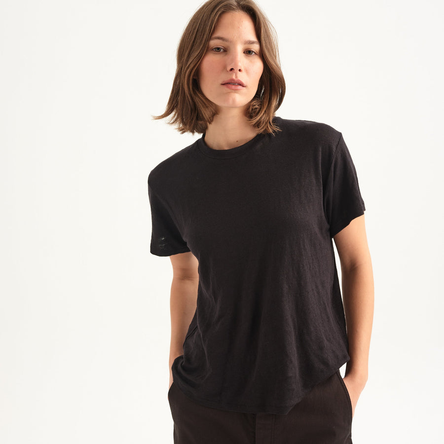 Jamie Haller Linen Chameleon Tee in Black