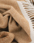 Lambswool Throw Blanket in Toffee