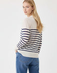 Linen Knit Polo in Blue Stripe