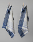 Linen Tea Towel Cream/Natural/Navy Antico
